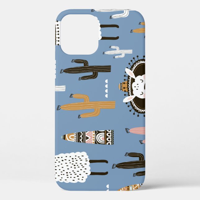 Llama, Cactus, Hand-Drawn Elements Pattern. Case-Mate iPhone Case (Back)