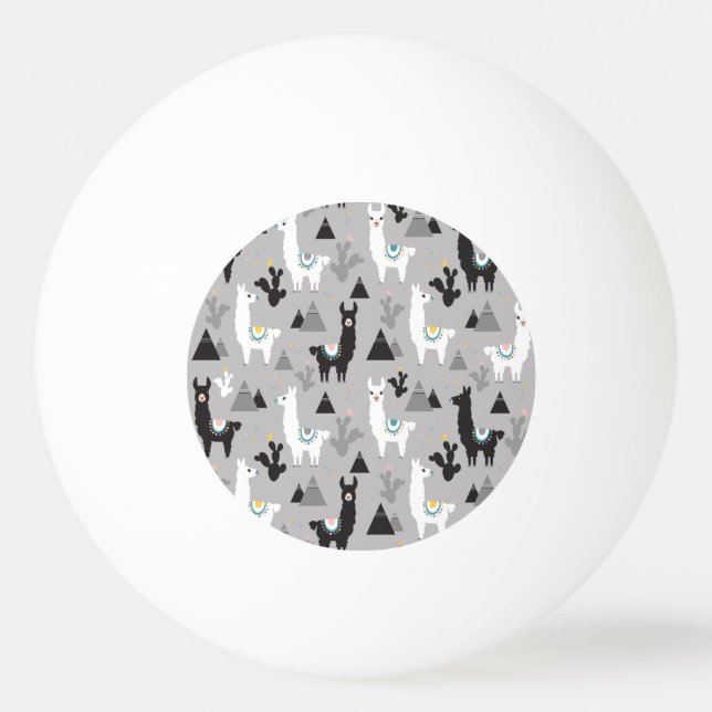 Llama cactus mountains, seamless pattern. ping pong ball (Front)