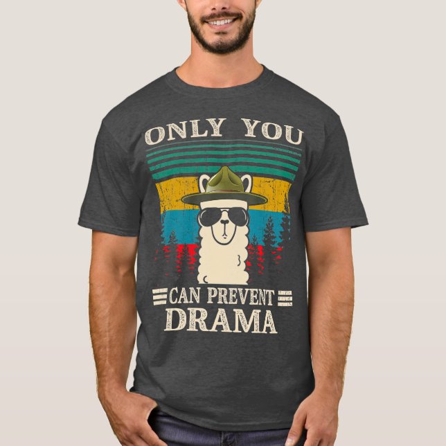 Llama Camping Only You Can Prevent Drama Gifts T-Shirt (Front)