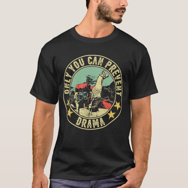 Llama Camping Shirt Only You Can Prevent Drama (Front)