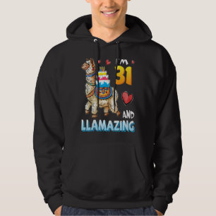 Llama Carrying Birthday Cake I'm 31 Years Old And Hoodie