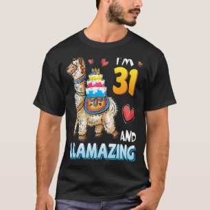Llama Carrying Birthday Cake I'm 31 Years Old And T-Shirt