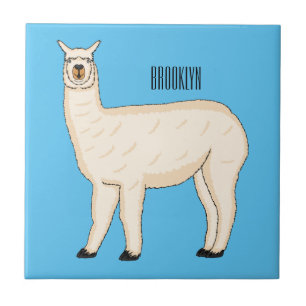 Llama cartoon illustration ceramic tile