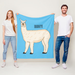 Llama cartoon illustration fleece blanket
