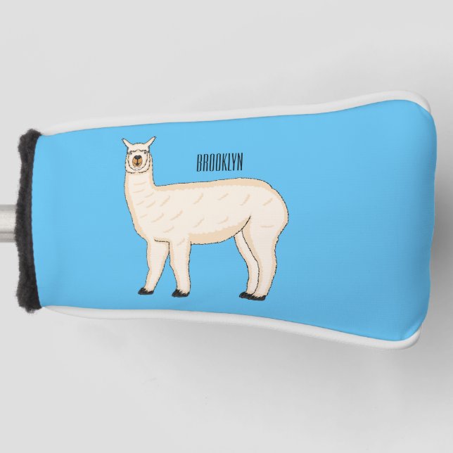 Llama cartoon illustration  golf head cover (Front)