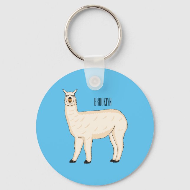 Llama cartoon illustration key ring (Front)