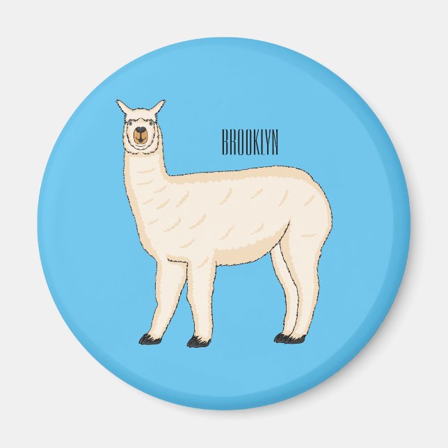 Llama cartoon illustration magnet (Front)