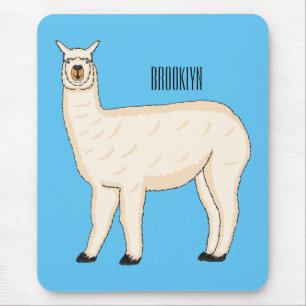 Llama cartoon illustration mouse pad