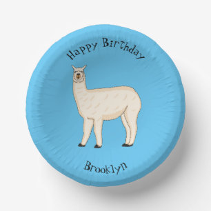 Llama cartoon illustration  paper plate