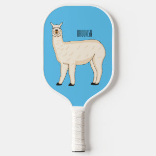 Llama cartoon illustration pickleball paddle