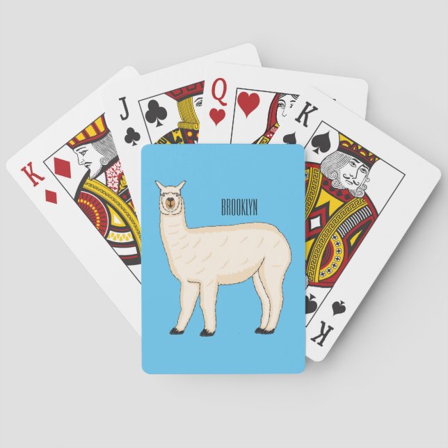 Llama cartoon illustration playing cards (Back)