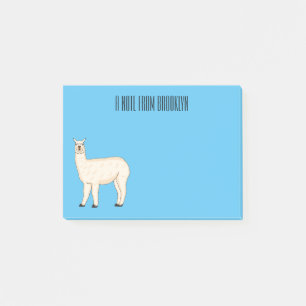 Llama cartoon illustration post-it notes