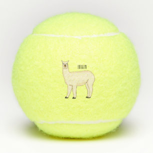 Llama cartoon illustration tennis balls