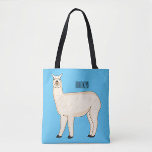 Llama cartoon illustration tote bag