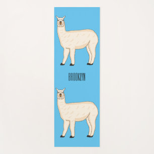 Llama cartoon illustration  yoga mat