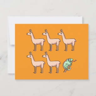 Llama Chameleon Folded Greeting Card