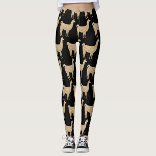 Llama Champagne Gold glitter Sparkles pattern Leggings