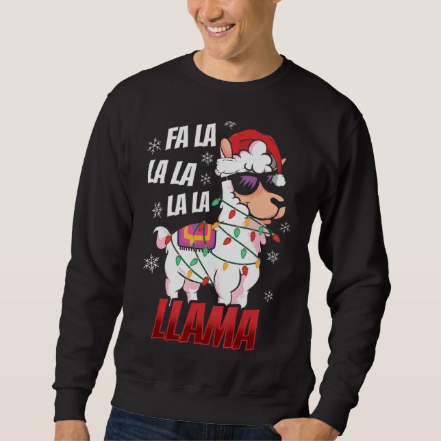 Llama Christmas  Fa La La Llama  Xmas Lights Sweatshirt (Front)