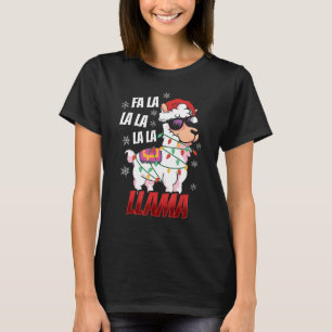 Llama Christmas  Fa La La Llama  Xmas Lights T-Shirt
