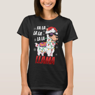 Llama Christmas Fa La La Llama Xmas Lights T-Shirt