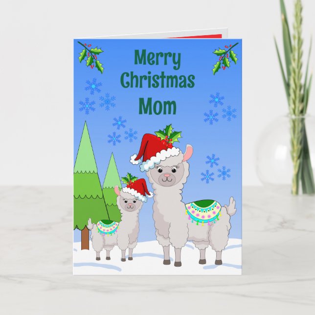 Llama Christmas Folded Greeting Card (Front)