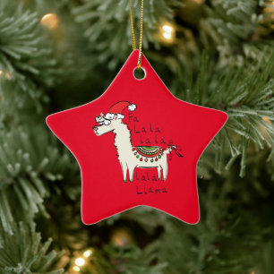 Llama Christmas Kids Cute Funny Ceramic Ornament