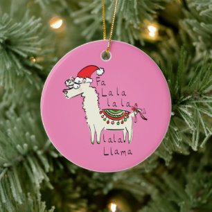 Llama Christmas Kids Cute Funny Ceramic Ornament
