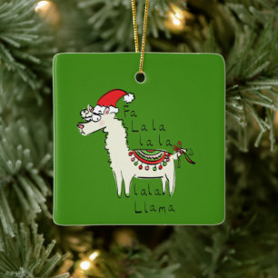 Llama Christmas Kids Cute Funny Ceramic Ornament