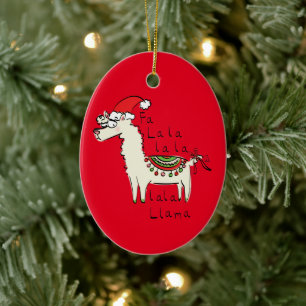 Llama Christmas Kids Cute Funny Ceramic Ornament