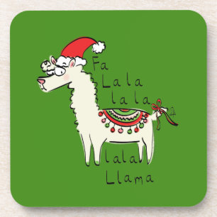 Llama Christmas Kids Cute Funny Coaster