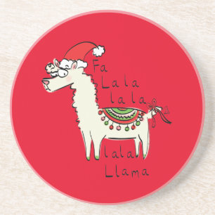 Llama Christmas Kids Cute Funny Coaster