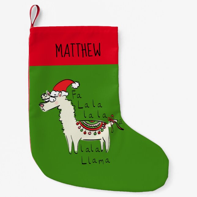Llama Christmas Kids Cute Funny Small Christmas Stocking (Front)