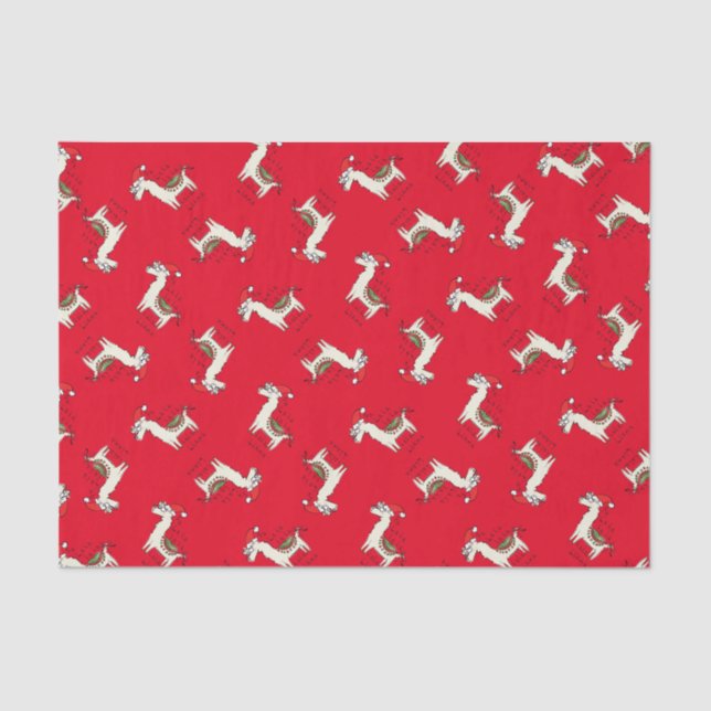 Llama Christmas Kids Cute Funny Tissue Paper (Front)