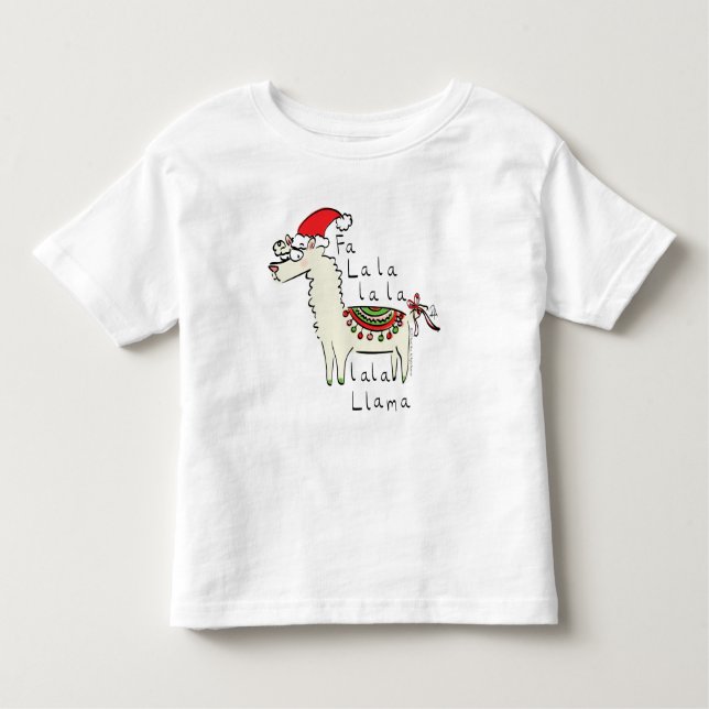 Llama Christmas Kids Cute Funny Toddler T-Shirt (Front)