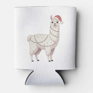 Llama Christmas Lights Sturdy Animals Lover Alpaca Can Cooler