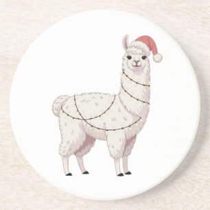 Llama Christmas Lights Sturdy Animals Lover Alpaca Coaster