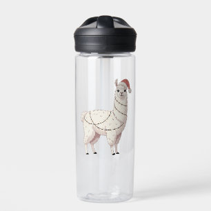 Llama Christmas Lights Sturdy Animals Lover Alpaca Water Bottle