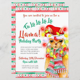 Llama Christmas party Invitation