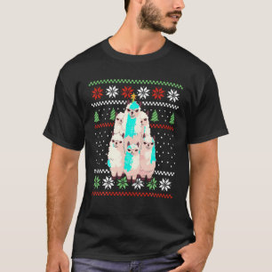 llama Christmas tree lights alpaca animals lover X T-Shirt