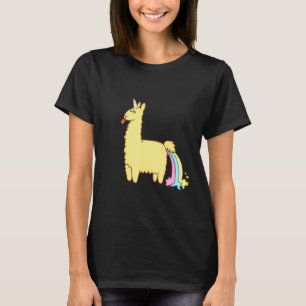 Llama Corn Fart rainbow Unicorn Women Girls T-Shirt
