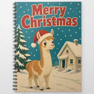 Llama Cottage Snow Animal Christmas Notebook