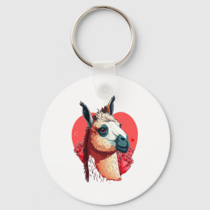 Llama Cute Alpaca Valentines Day Animal Key Ring