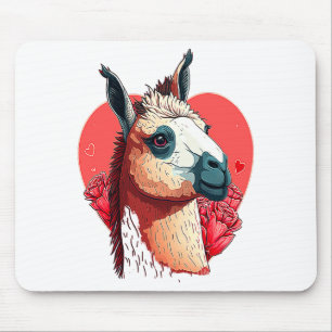Llama Cute Alpaca Valentines Day Animal  Mouse Pad