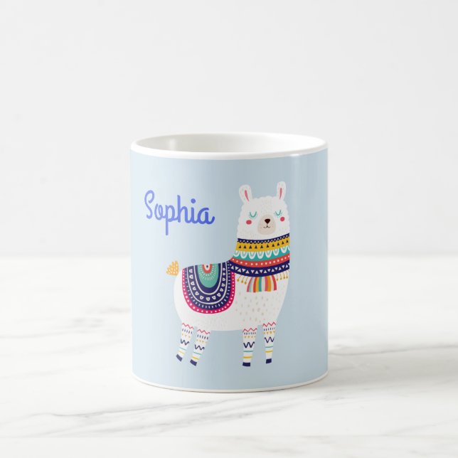 Llama Cute Custom Name Coffee Mug (Center)