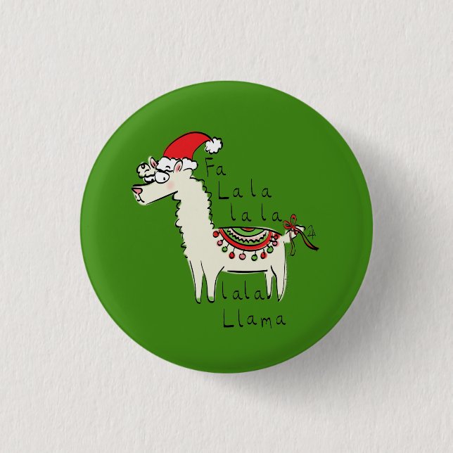 Llama Cute Funny Christmas Holiday 3 Cm Round Badge (Front)