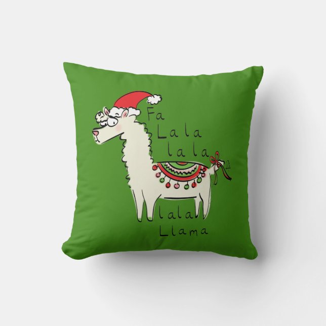 Llama Cute Funny Christmas Holiday Cushion (Front)