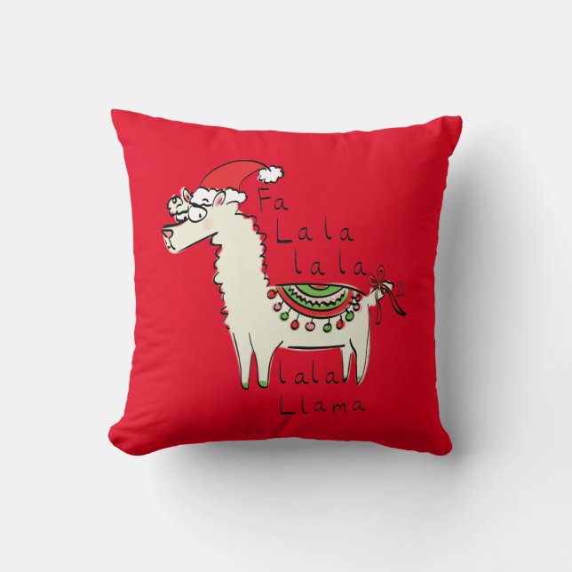 Llama Cute Funny Christmas Holiday Cushion (Front)