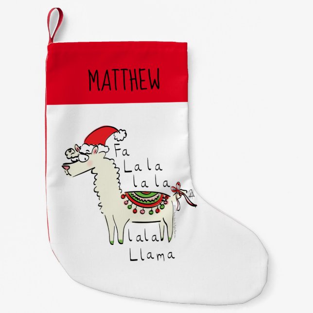 Llama Cute Funny Christmas Holiday Kids Small Christmas Stocking (Front)