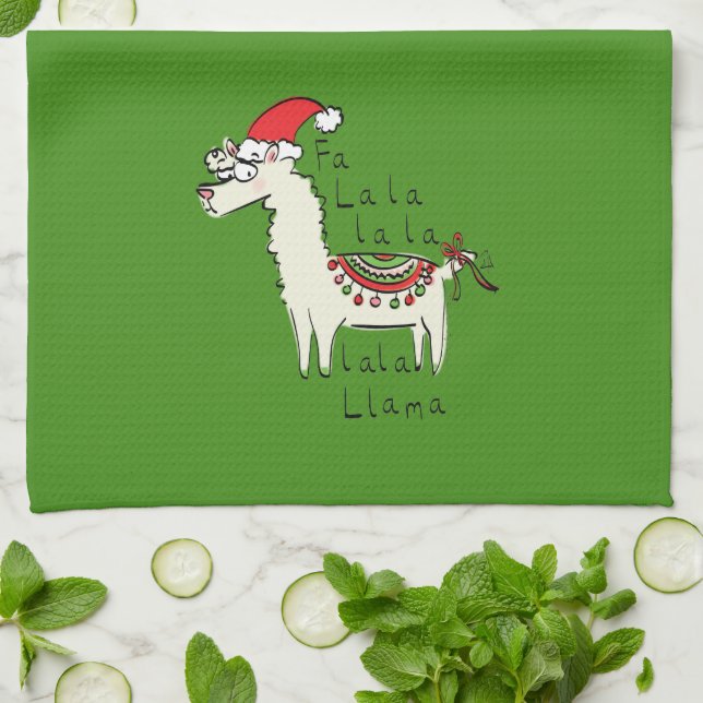 Llama Cute Funny Christmas Holiday Kids Tea Towel (Folded)