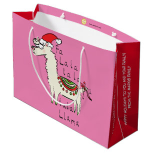 Llama Cute Funny Christmas Holiday Large Gift Bag